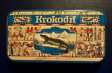 Antique Krokodil Cigarette Tin Tobacciana Made in Germany Egyptomania Art Deco