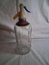Struve UK Vintage Soda Syphon Bottle Etched Glass Water Hooper 1960s, 1970s