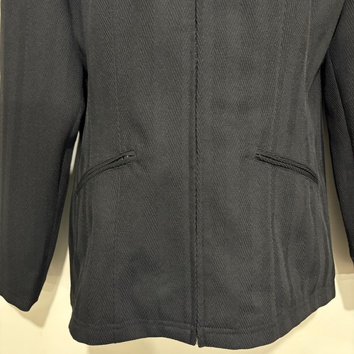 Halston 8 Black Herringbone Texture Zip-Front Lined Jacket - Picture 3 of 5