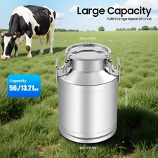50L Milk Can Wine Bucket Stainless Steel Wine Pail Barrel Storage Container
