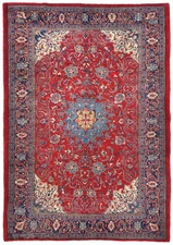 Traditional Red Floral Design Vintage Hand-Knotted Oriental Carpet Rug 7X10 ft