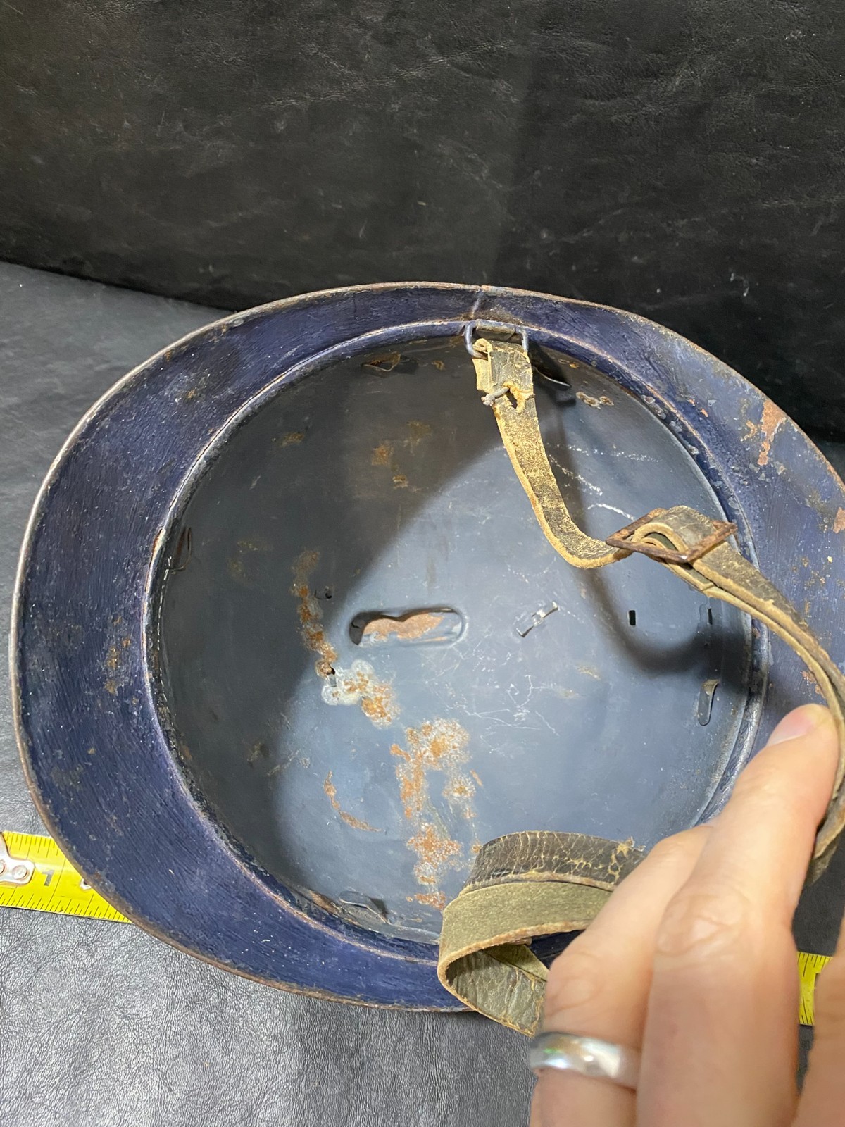 antique WW1 helmet - probably Swiss or French or Adrian 1915ish - metal infantry