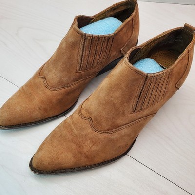 Zodiac Dazey Tan Suede Western Pointed Toe Ankle Boots W 8.5 M Boho Festival
