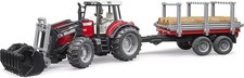 bruder 02046 - Massey Ferguson 7480 mit Frontlader, Holztransportanh&auml;nger, 3 Bau