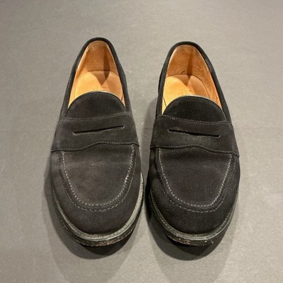 Loake Eton Black Suede Penny Loafer Made in England Mens