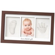 Baby Hand and Footprint Kit - Clay Handprint Duo Frame, 13" x 7.8" Cedar