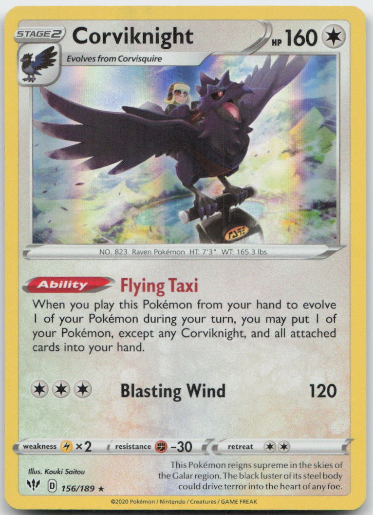 Pokemon : Corviknight Darkness Ablaze 156/189 : Holo R Holo