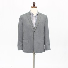 Calvin Klein 42R Gray Sport Coat Blazer Jacket Solid 2-Button Polyester