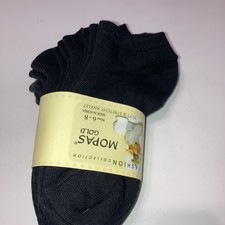 Ladies/girls Cotton No Show socks 5 Pairs, solid black, Sock Size 6-8