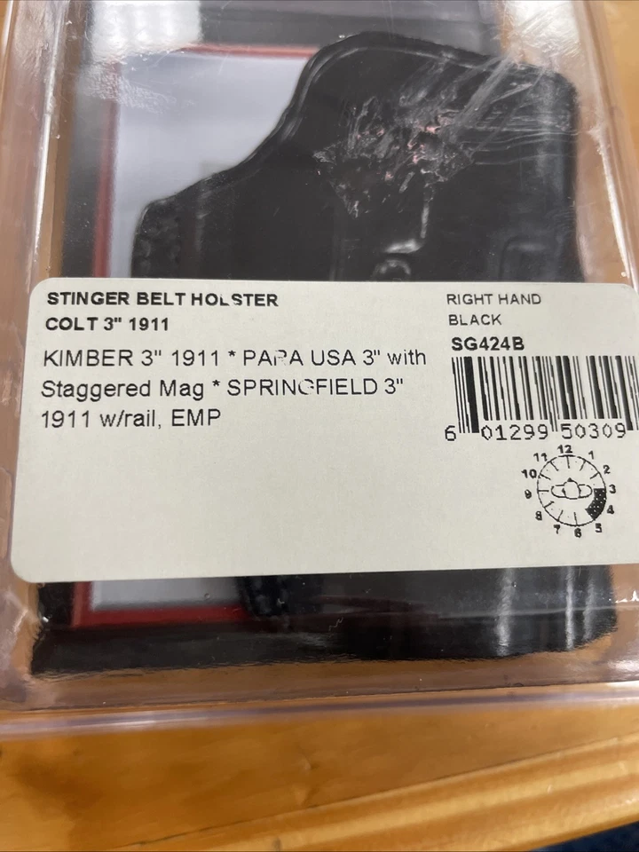 FUNDA CINTURÓN CUERO MANO DERECHA GALCO STINGER OWB COLT 3" 1911 NEGRA #SG424B Foto 3 de 3