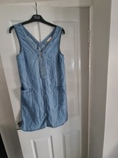 F&F WOMEN'S  BLUE DENIM   ZIP FRONT SLEEVELESS SIFT DFESS UK8 (F)