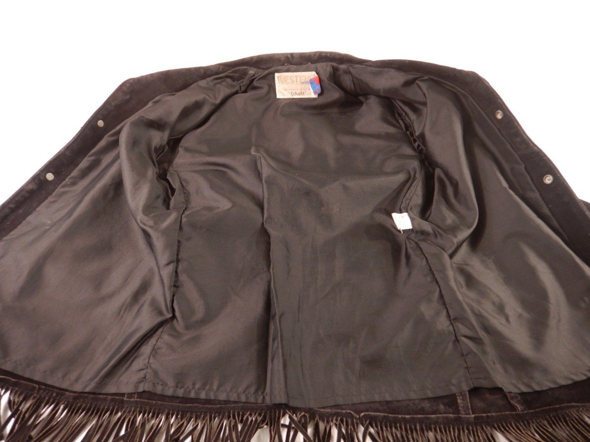 Vintage SCHOTT Black Suede FRINGE Western Mountain Man Jacket Made