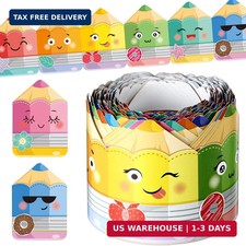 65.6 ft Colorful Pencil Bulletin Board Borders With Cute Faces - Border