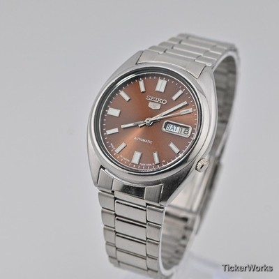Seiko 5 Automatic 7009 Brown Sunburst Arabic Dial 1980s Vintage Watch