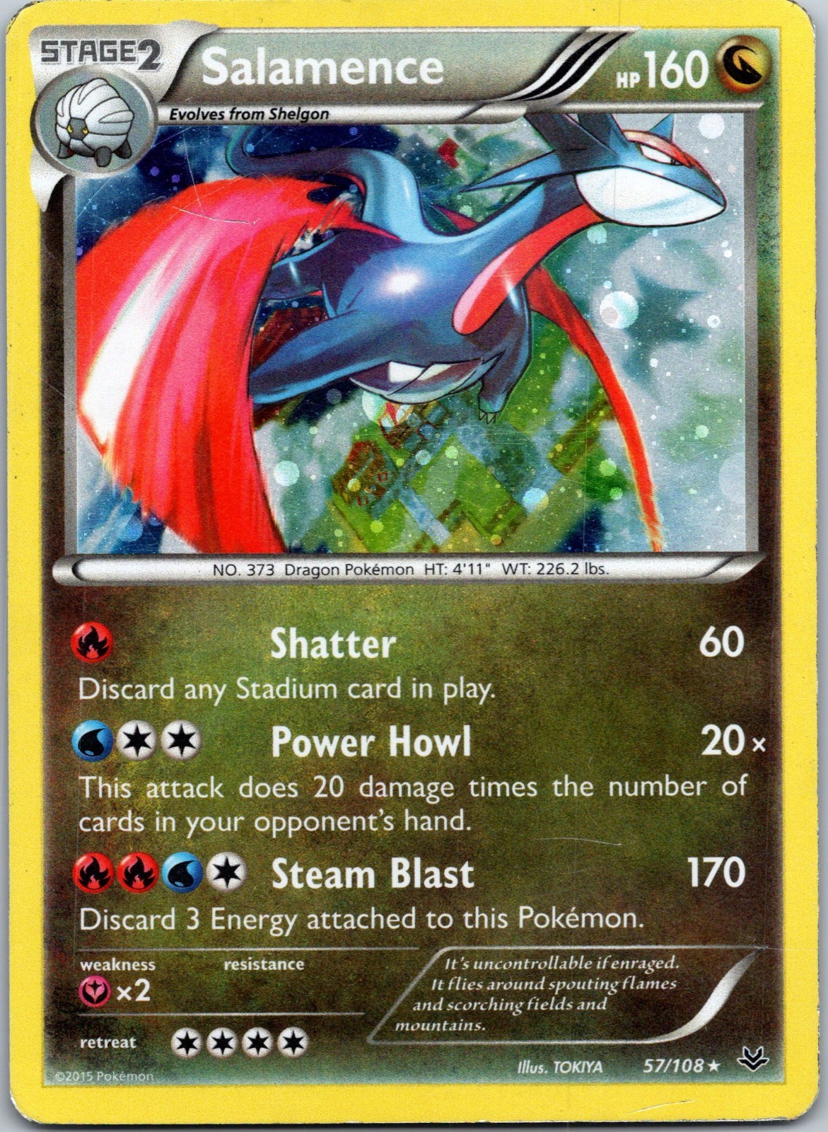 2015 Pokemon, XY Roaring Skies Promos, #57/108 Salamence, Cosmos Holo Rare MP