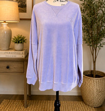 PINK Victoria's Secret Women's M Purple Crewneck Fleece Cotton Logo Sweatshirt