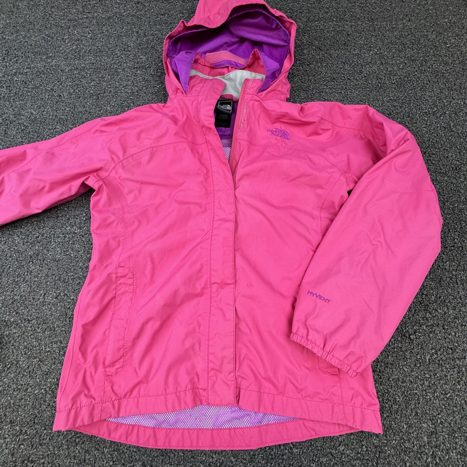 The North Face Jacket Girls 14/16 Pink HyVent Hooded Rain Waterproof Shell