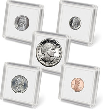 2X2 Coin Snap Holders Assortment Pack of 25  5 Assorted Sizes  Dual-Sided Blac