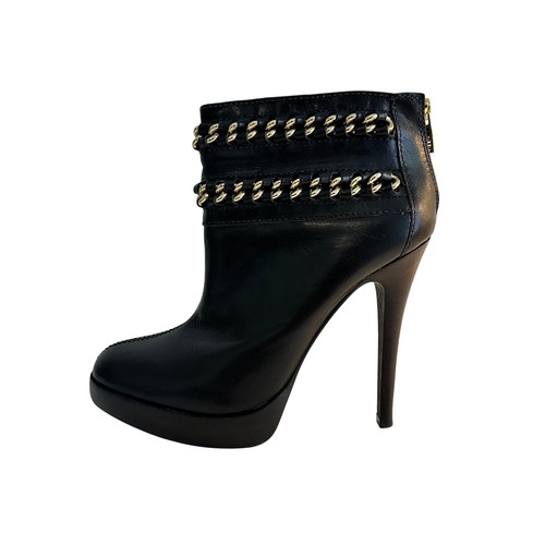 Tory Burch Lysa Chain Ankle Boots Size 8.5M Black Stiletto Heel ...
