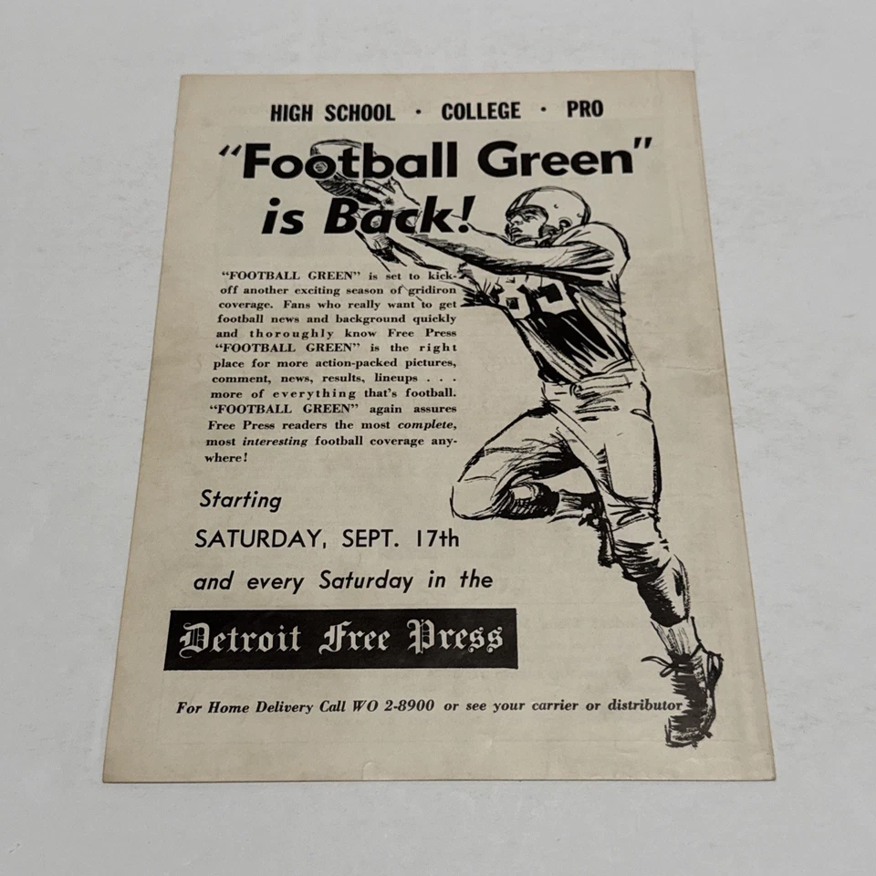 1955 Detroit Lions Vs New York Giants Program Briggs Stadium Football Sept 18th - Image 2 of 4