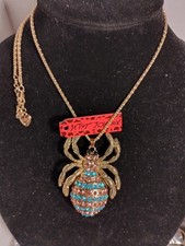 Betsey Johnson Blue & Pink Bumblebee Rhinestone Necklace New W/Tags