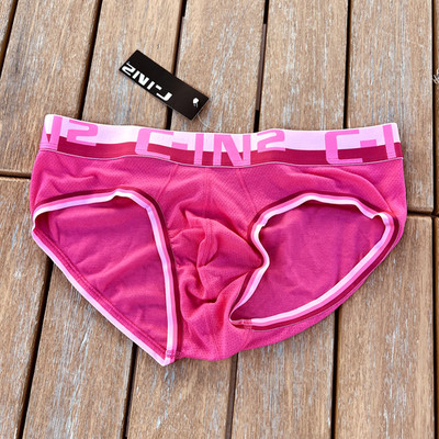 C-IN2 men Pink Mesh low rise brief  underwear size S M L XL