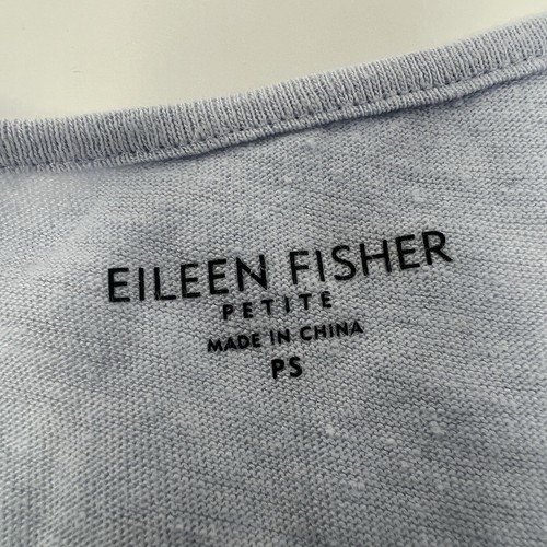 Eileen Fisher Sleeveless Linen Tank Top Blouse Baby Blue Pleat Detail Round Neck - Picture 4 of 7