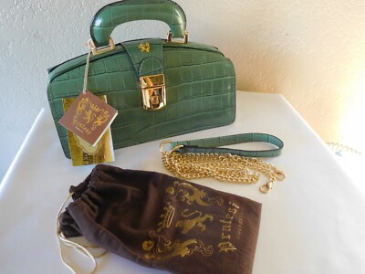 New Pratesi Firenze Lady Brunelleschi Croc Embossed Doctor Style Crossbody Bag