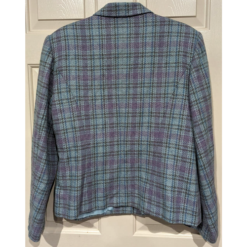 Joan Leslie Vintage Wollmischung pastellblau und lila karierter Blazer Gr. 14 - Bild 7 von 9