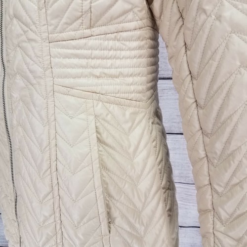 Via Spiga XS Zig-Zag Quilted Jacket Detachable Hood in Stone Beige Fall NWT $200 - Picture 6 of 12