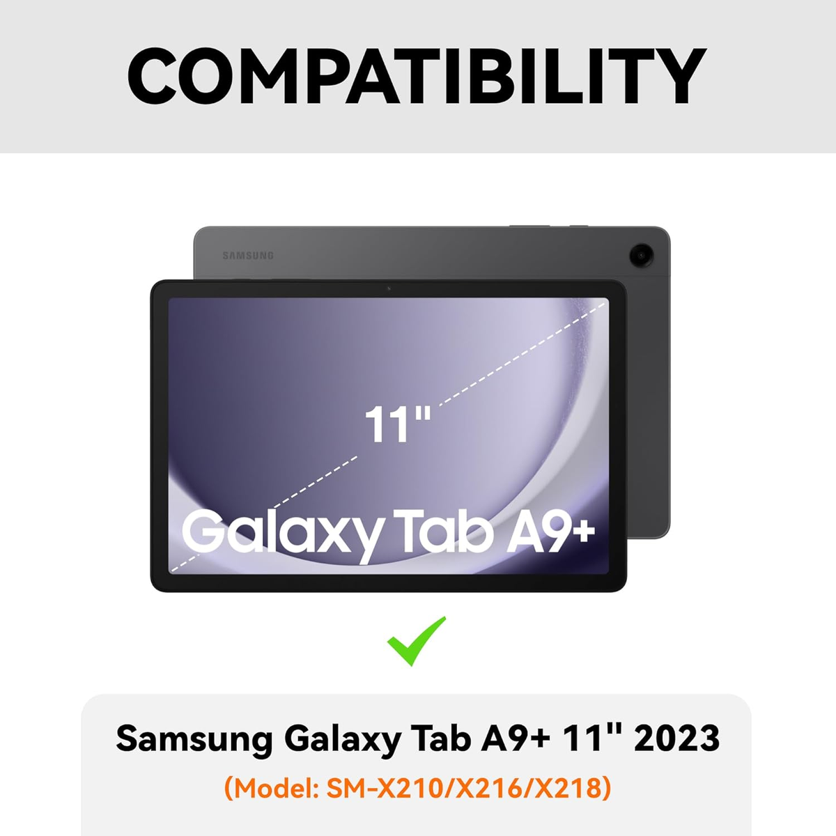 Samsung Galaxy Tab A9 Plus Keyboard Case, 7-Color Backlit, Slim