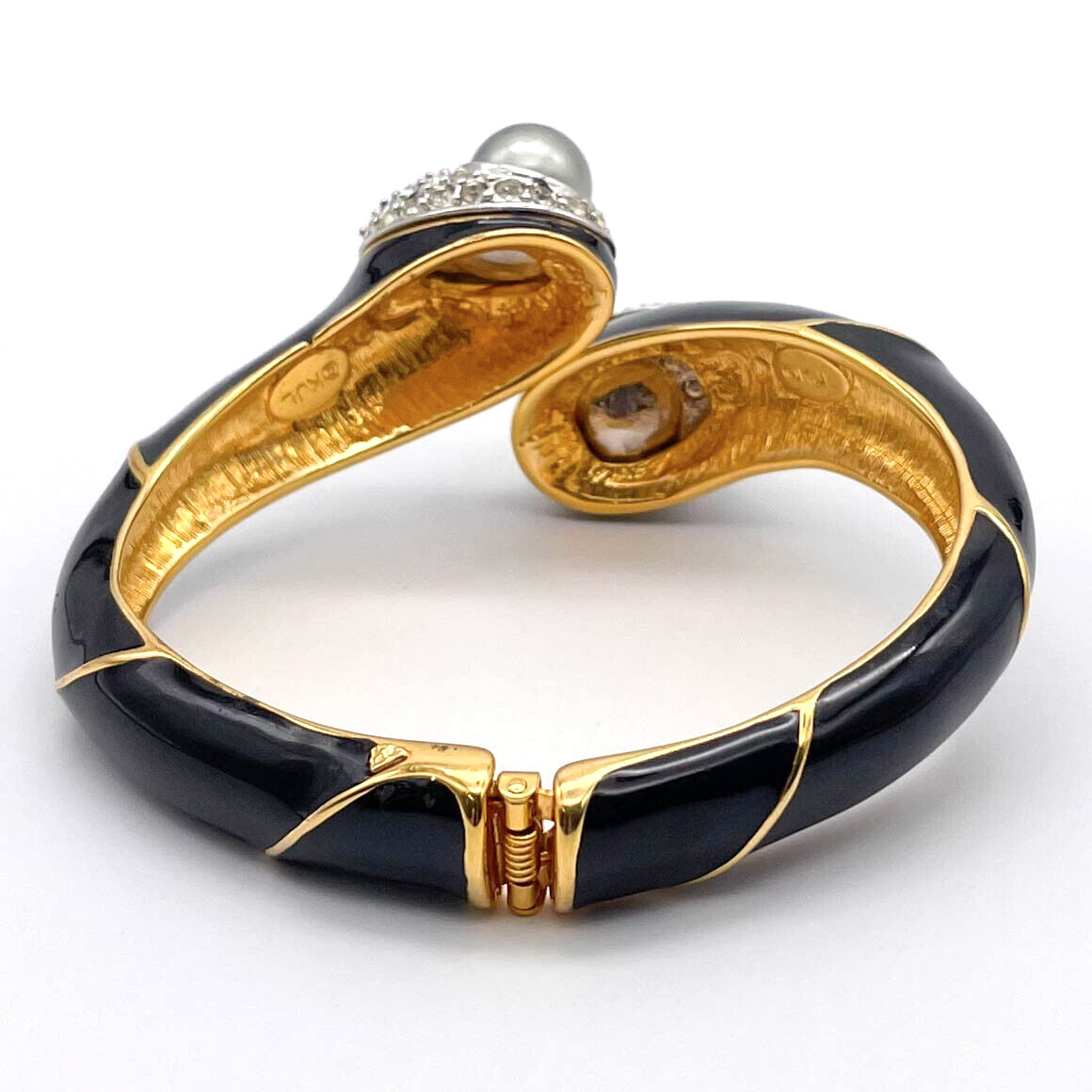 Vintage Kenneth Jay Lane Black Enamel Gold Tone R… - image 6