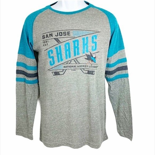 San Jose Sharks Shirt Men Medium NHL Hockey Raglan Long Sleeve Active Tee NWT