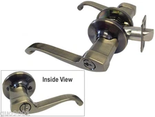 Entry Entrance Antique Brass Lever Handle Door Lock Locks Knobs  Kwikset Keyway