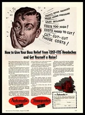 1949 Automatic Transporter Warehouse Electric Trucks Boss "Cost-Itis" Print Ad