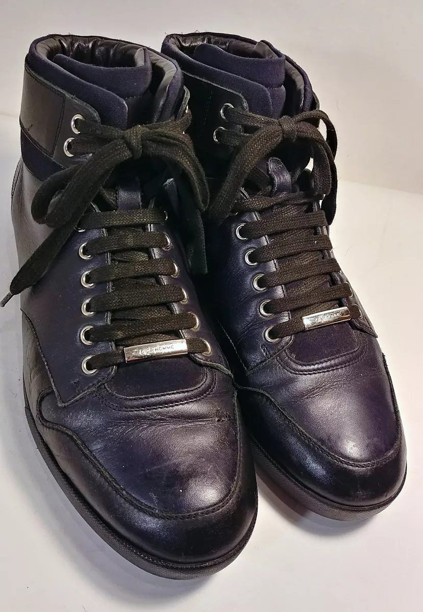 DIOR Homme Black/Navy Leather Hi-Top Sneakers Men&#039;s Size US EUR 41 | eBay