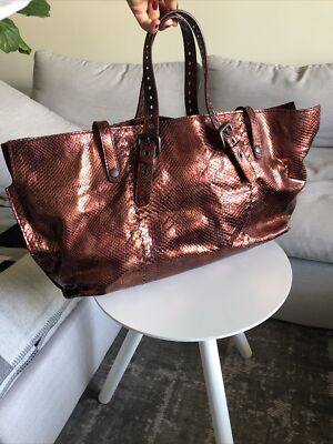 Bottega Veneta Metallic Rust Python Tote