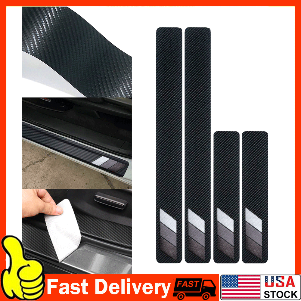 4Pcs Carbon Fiber Sticker For Toyota Car Door Sill Protector Door Step