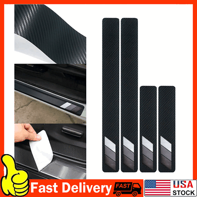 4 PCS Car Door Sill Protectors, Anti Scratch Carbon