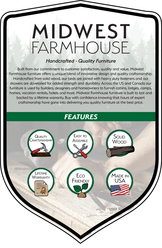 Cabecero Doble Sin Acabar Granja - Madera Maciza/Hecho en EE. UU./Envío Gratis Foto 3 de 3