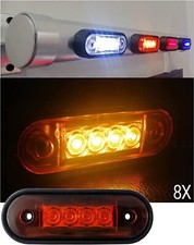 Curved Fit Led Orange Amber Side Tail Marker Light Lamps X8 12-24v For Kelsa Bar