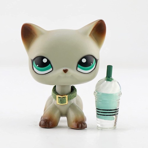 Pet Shop lps Gray Cat 391, Gray Body Green Eyes lps Kitten with lps