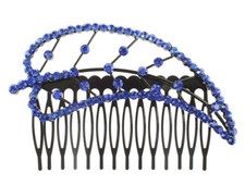 Blue Austrian Rhinestone Crystal Leaf Bridal Hair Comb