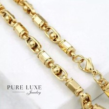 Men's 20" Stainless Steel 6mm Hexagon Link Chain Gold plated Unisex Box
