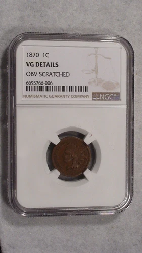 1870 INDIAN CENT NGC VERY GOOD BETTER DATE 1C Penny Coin PRICED TO SELL