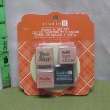 STUDIO G rubber stamp & ink kit Rock Star & Hello Sunshine set of 3 three NWT