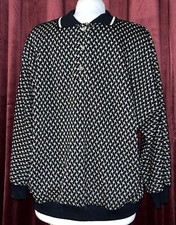 1980s 80s Vintage Black  Gold Metallic Button Polo Evening Fancy Dress Shirt XL