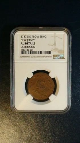 1787 NEW JERSEY NGC ABOUT UNCIRCULATED NO PLOW SPRIG Coin PRICED TO SELL NOW!