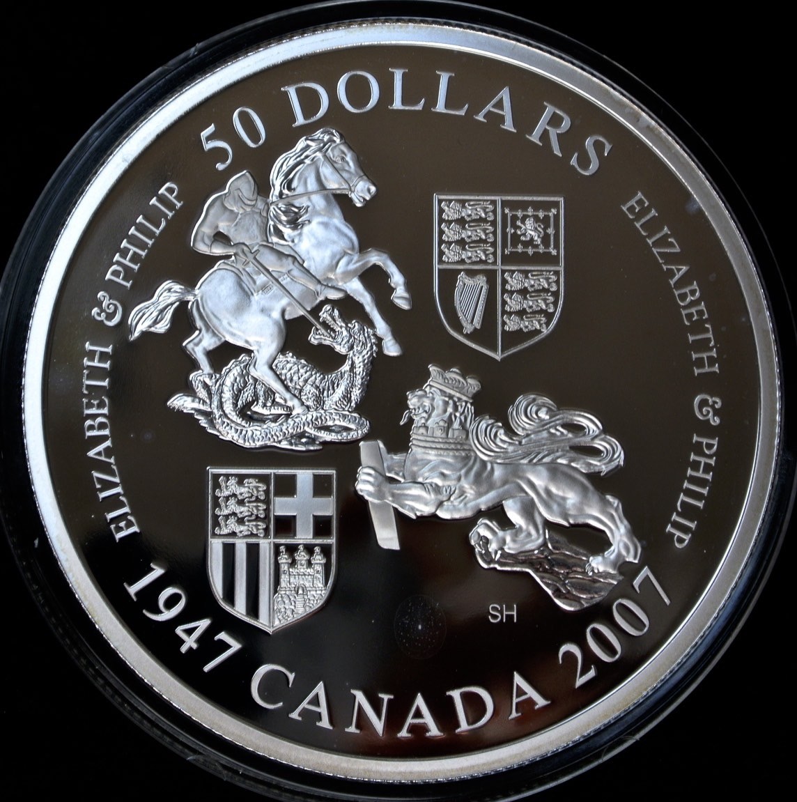 2007 CANADA $50 PURE SILVER PROOF 5 Oz. - QUEEN Elizabeth & PRINCE
