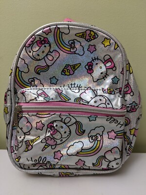 hello kitty backpack unicorn School hard shaped HK25-555S plus a front zip pocket at two side mesh pockets for easy organization Hello Kitty 16" Backpack Rainbows